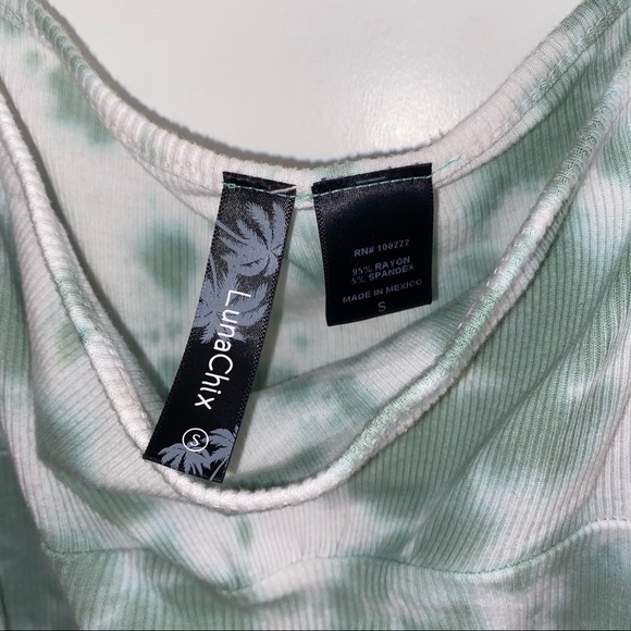 ZUMIEZ Lunachix Side Ruched Green Tie Dye Cami Tank Top - Picture 3 of 6